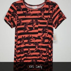 LuLaRoe Carly Dress XXS Floral Red and Black Strip